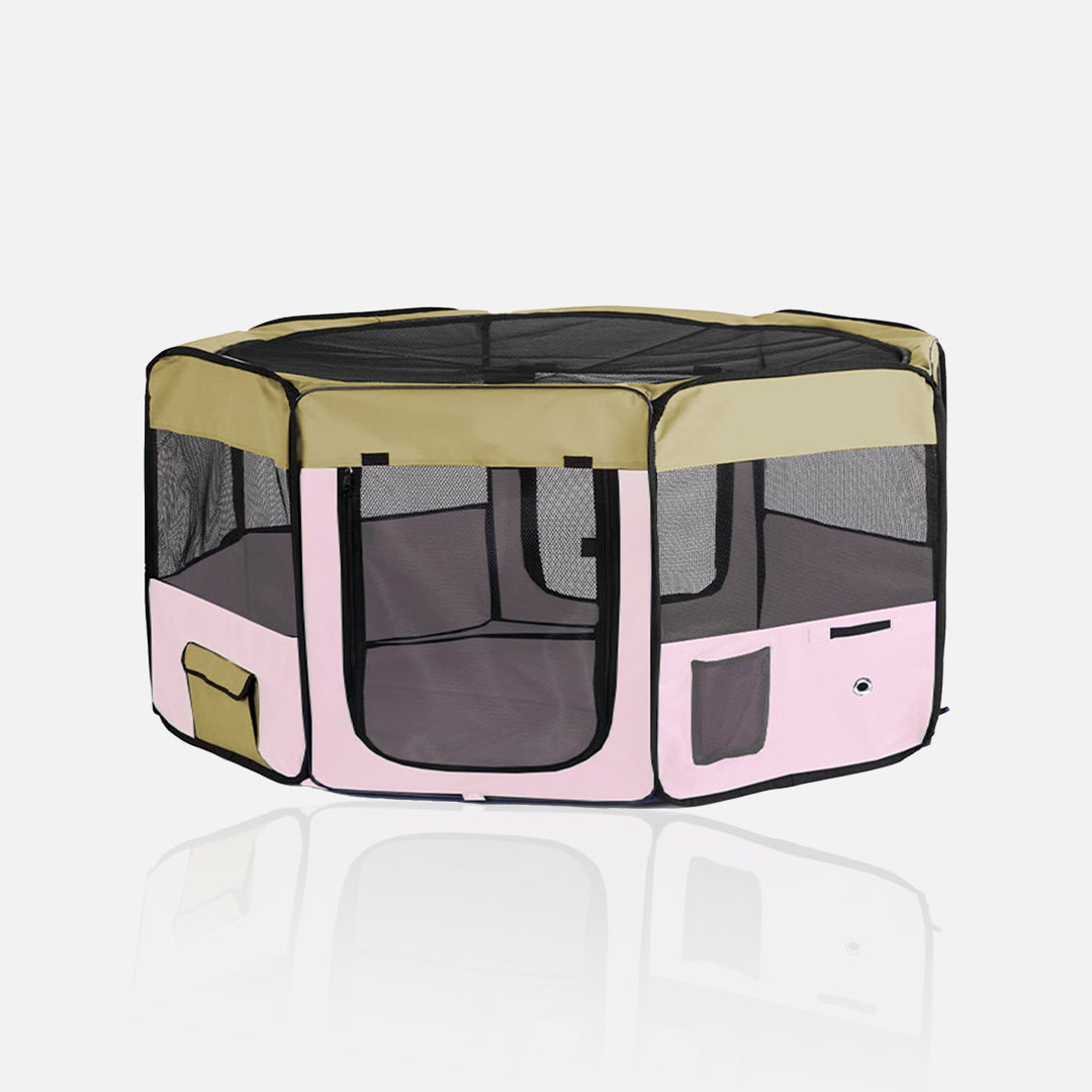 Corral para perro crema y rosa