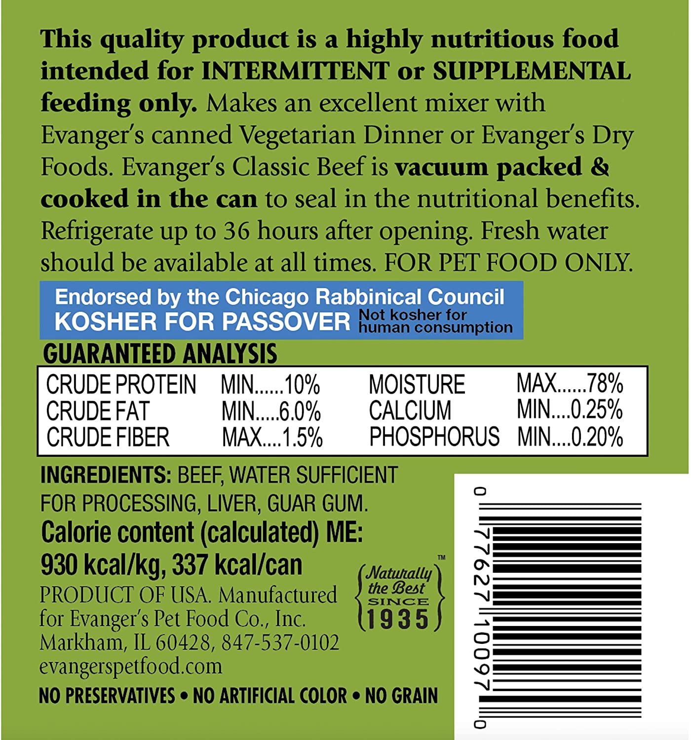 Evangers Beef Alimento Para Perro