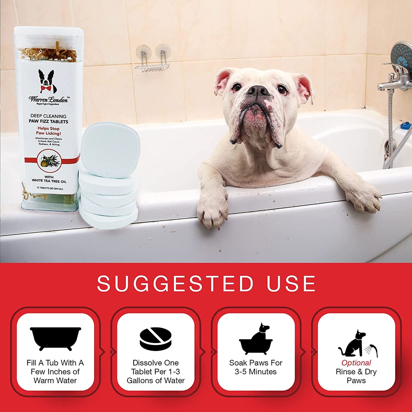 Warren London Tableta Para Limpieza Profunda De Pata Para Perro