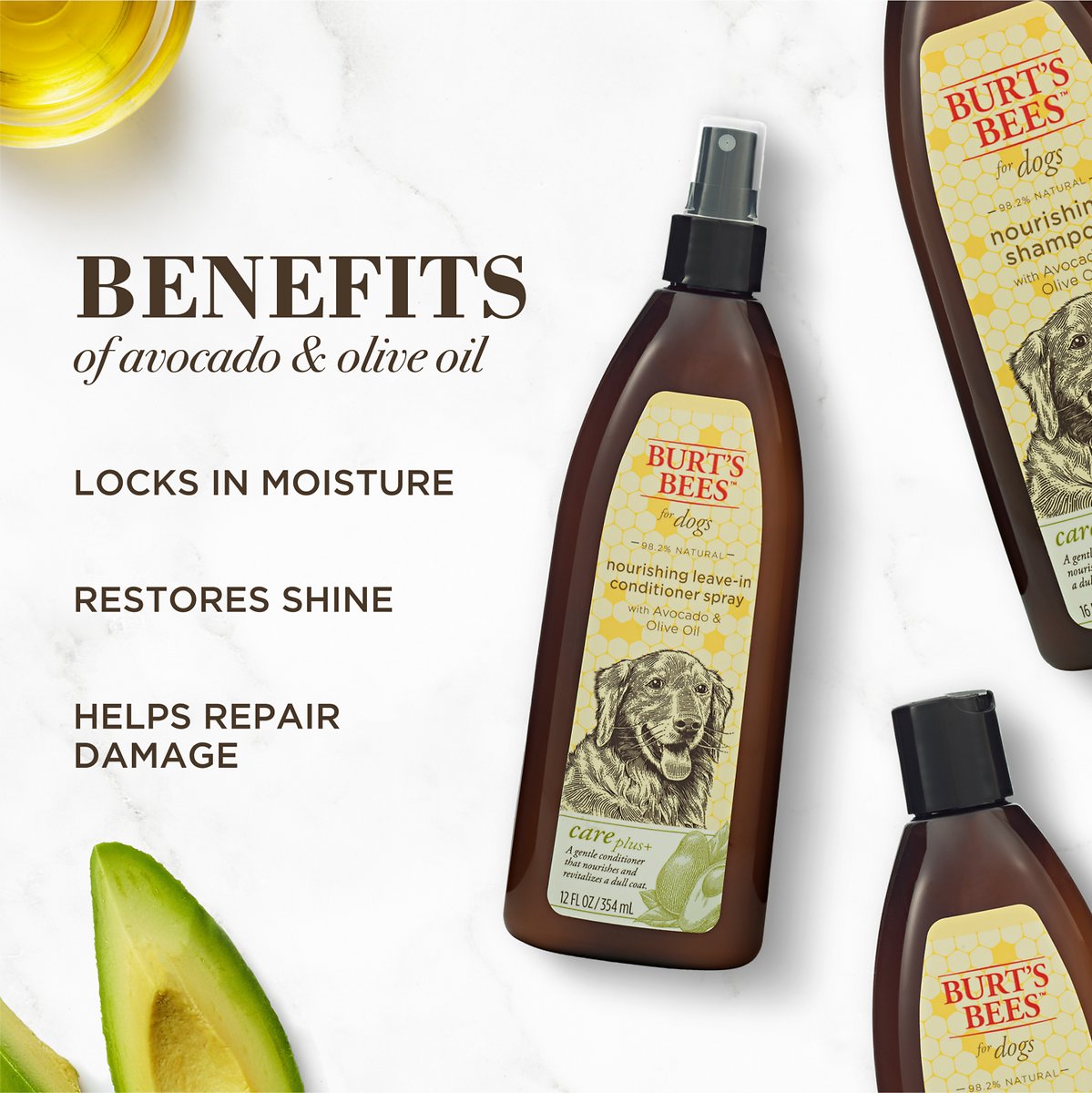 Burts Bees Acondicionador Care Plus Nutritivo en Spray Con Aguacate Y Aceite De Oliva Para Perro