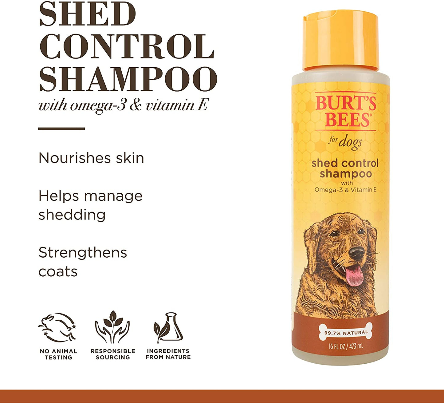 Burts Bees Shampoo Control De Caida Con Omega 3 y Vitamina E Para Perro