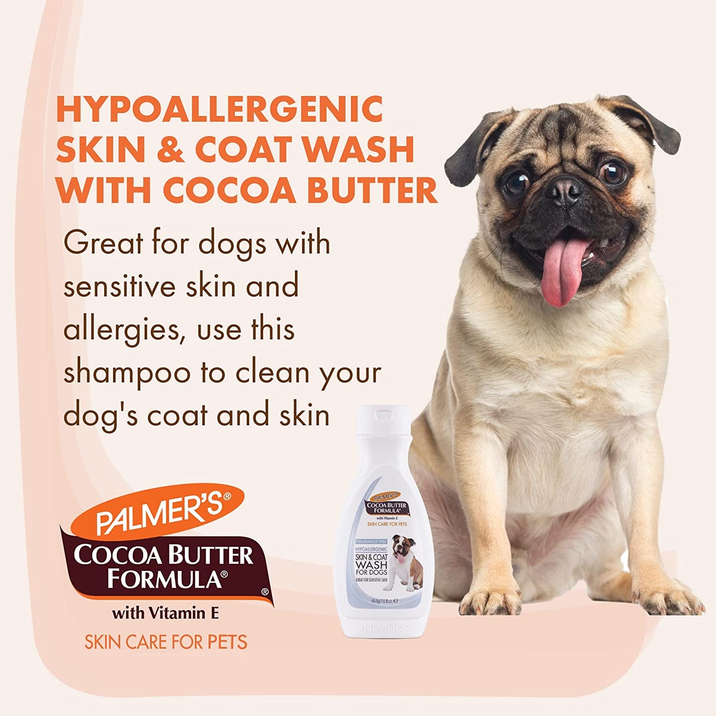 Palmers For Pets Lavado Hipoalergenico Para Piel y Pelo Con Manteca De Cacao Para Perro