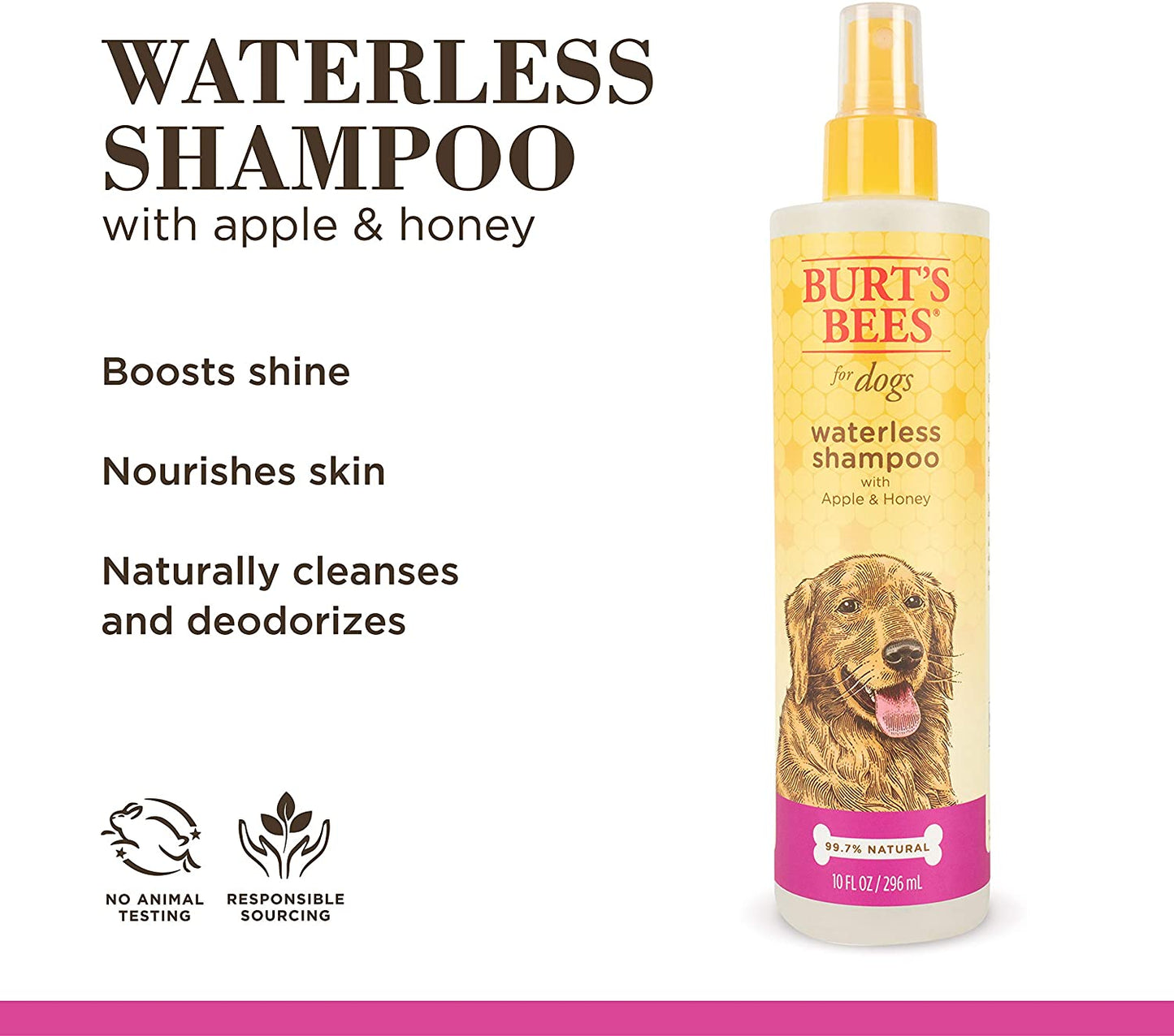 Burts Bees Shampoo En Spray Con Manzana Y Miel Para Perro