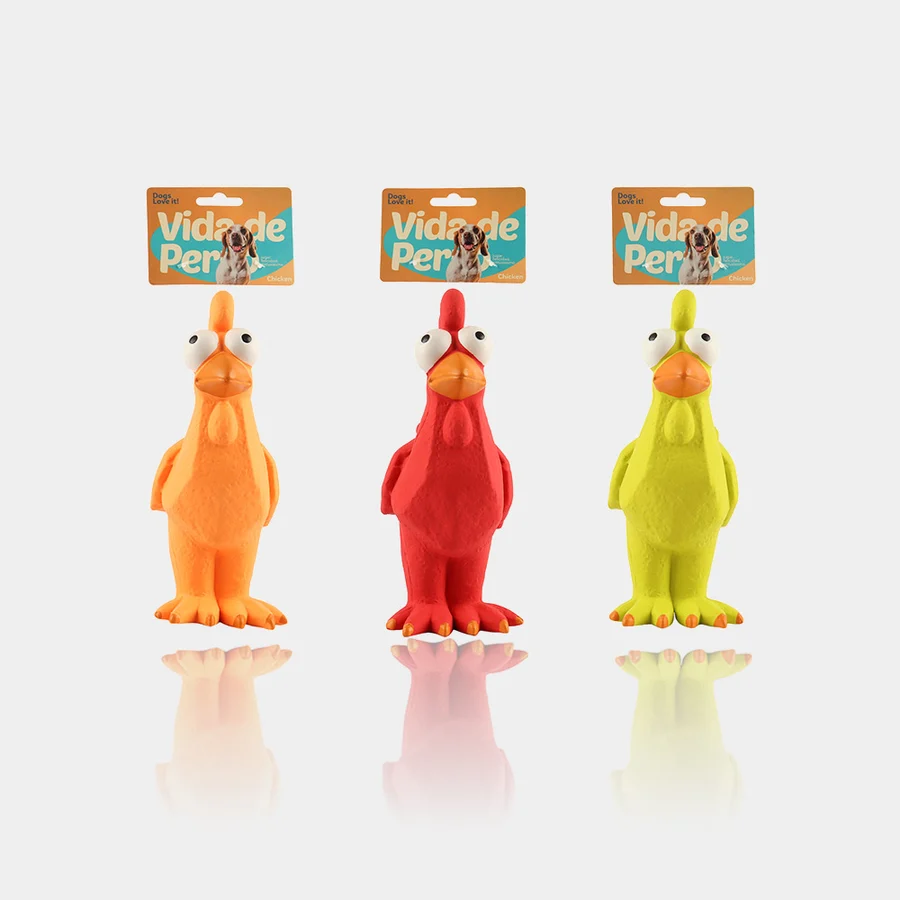 Juguete para Perros de Látex - Pollo, de Una Sola Pieza, con Chirriador Normal
