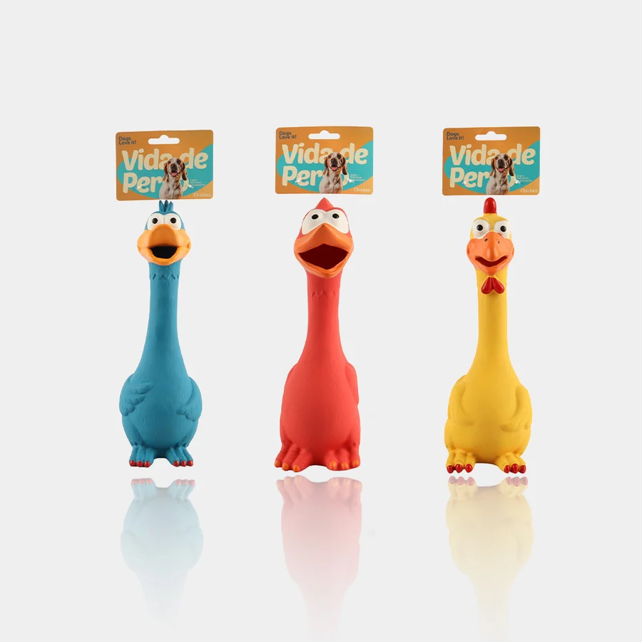 Juguete de Látex para Perros, Pollo, Pieza única, con Chirriador