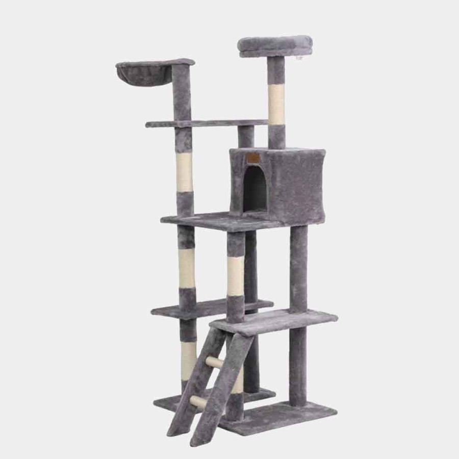 Árbol para gato gris de 3 niveles