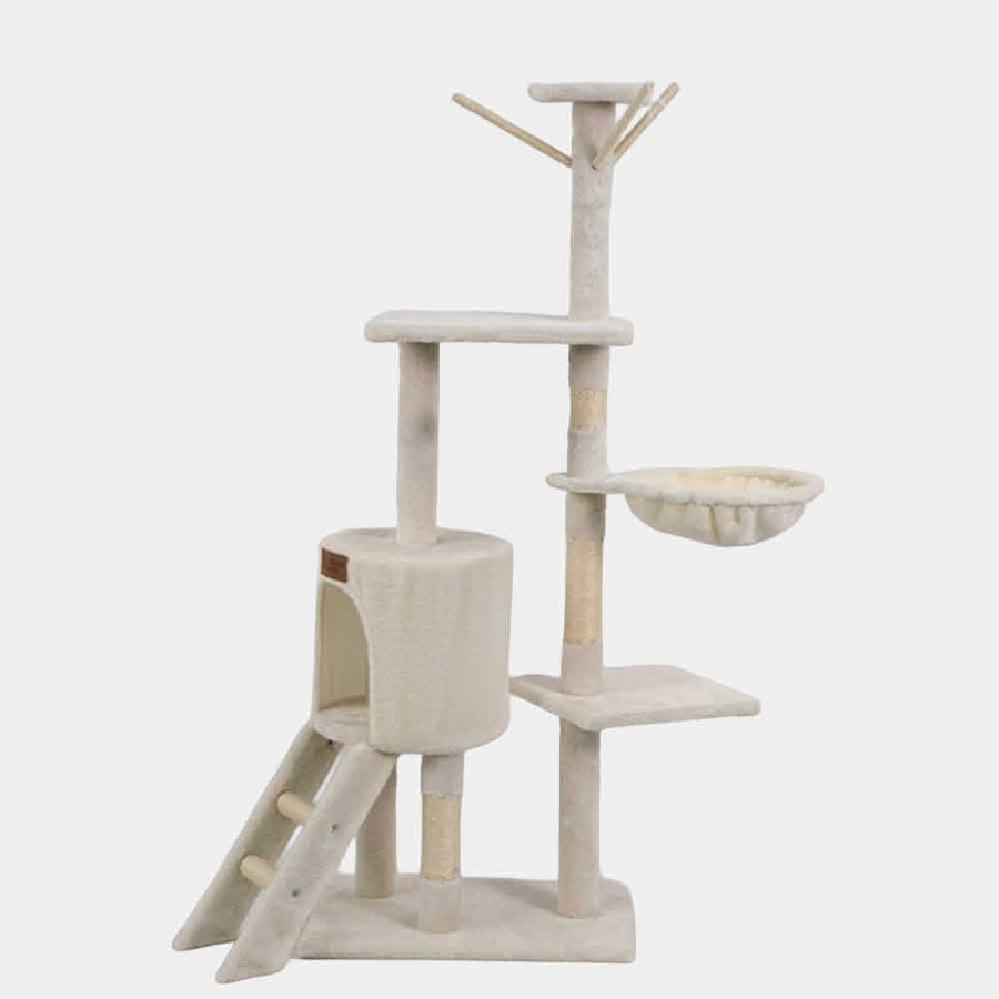 Árbol para gato beige con cueva
