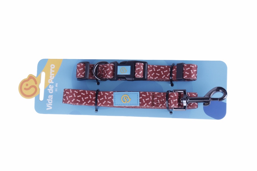 Set de paseo de nylon con correa naranja