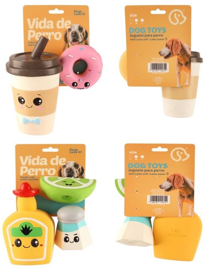 Juguetes de látex Dona, café y tequila