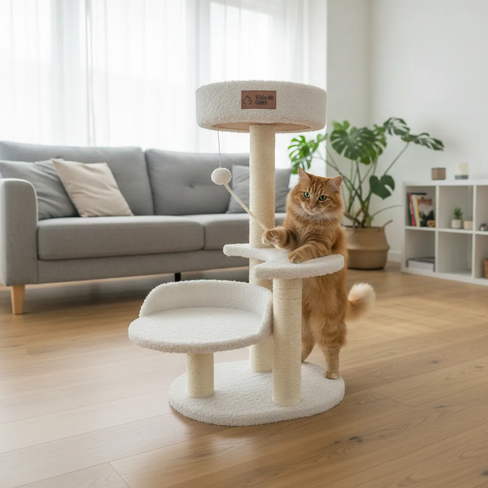 Árbol para gato blanco
