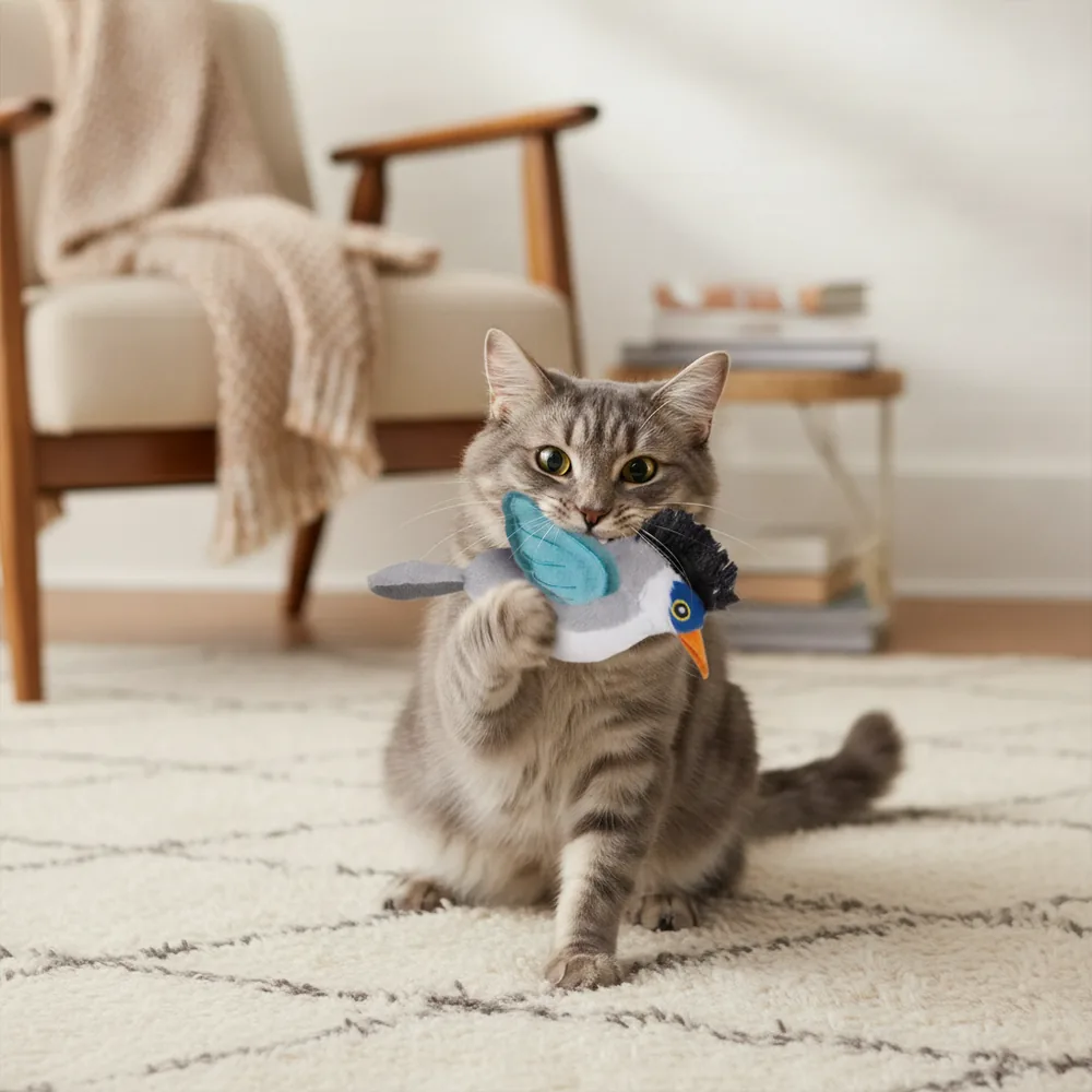 Juguete realista para gato, azul