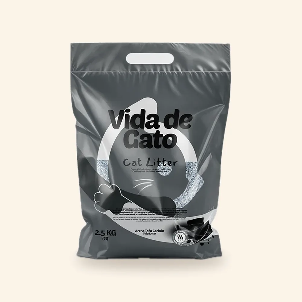Arena de tofu para gato, aroma carbón, 2,5 kg