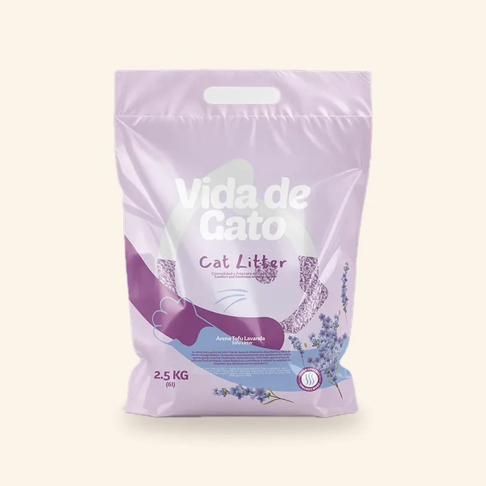 Arena de tofu para gato, aroma lavanda, 2,5 kg