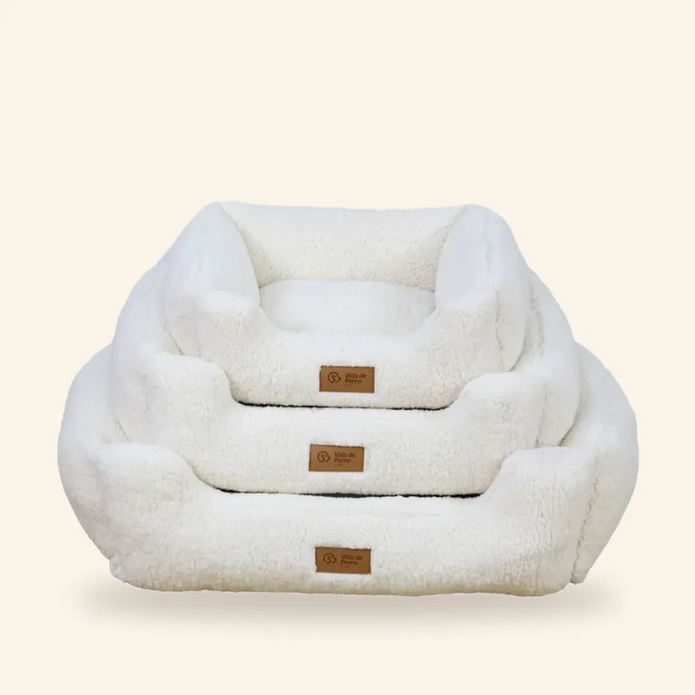 Cama blanca para perro, tallas S, M y L
