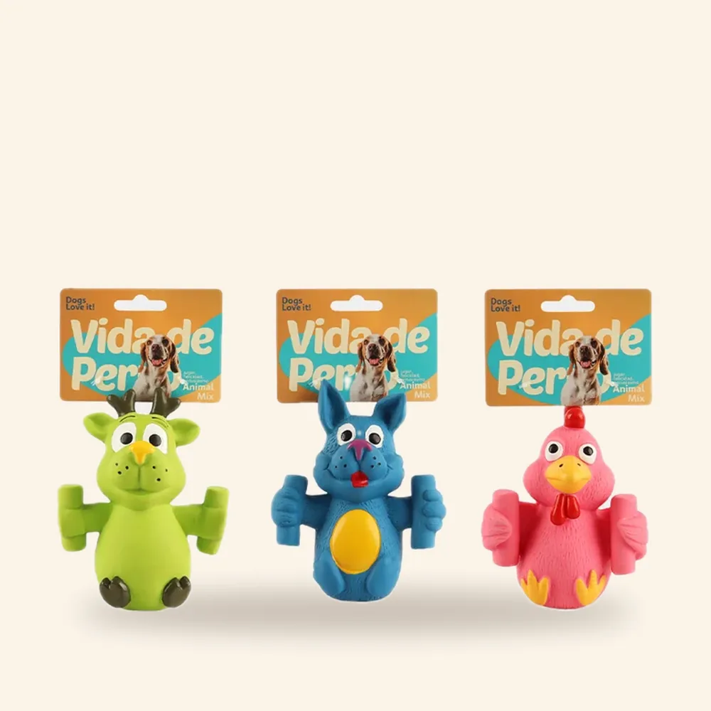 Juguete de látex con chirriador, animalitos (2 modelos)