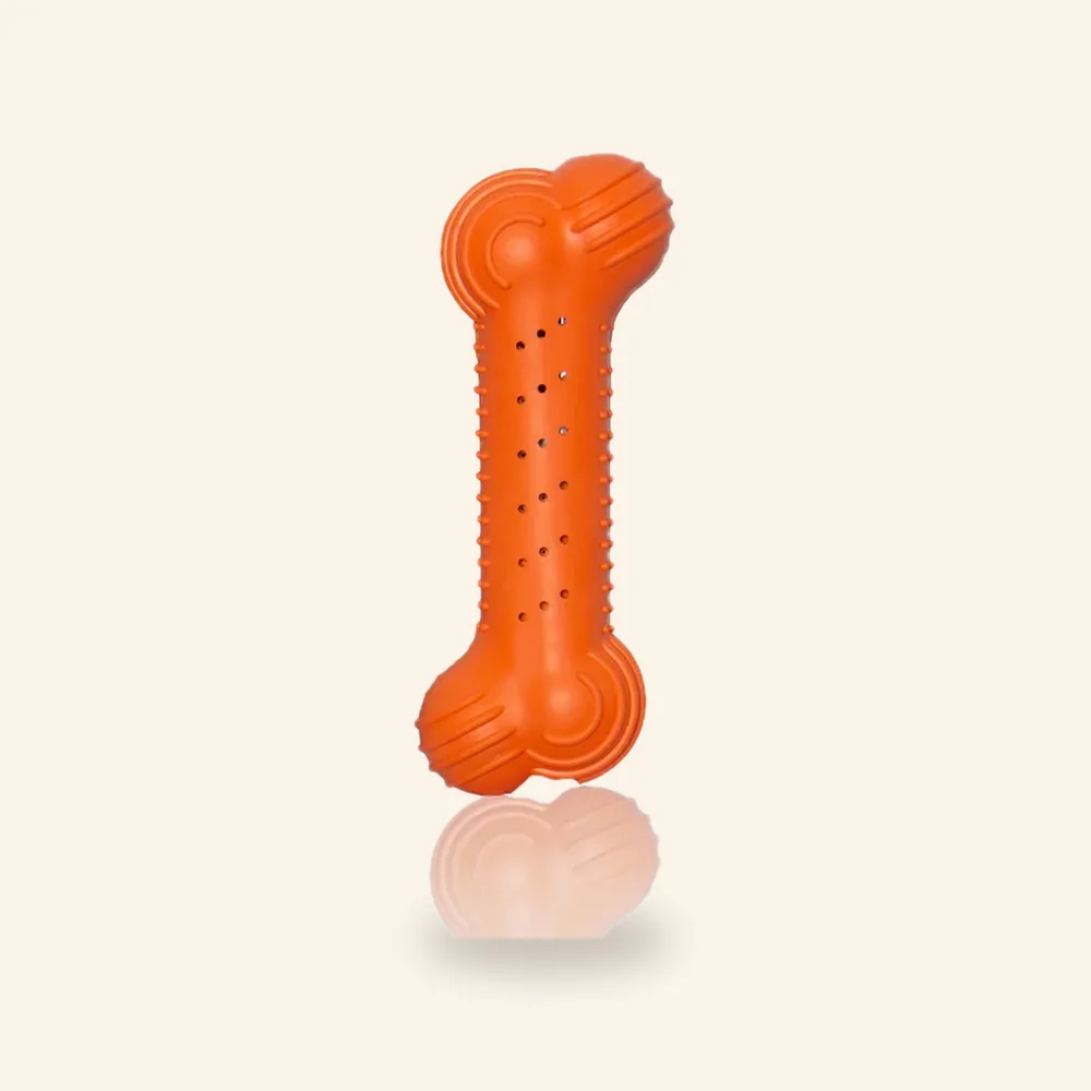 Juguete para perro en forma de hueso, naranja