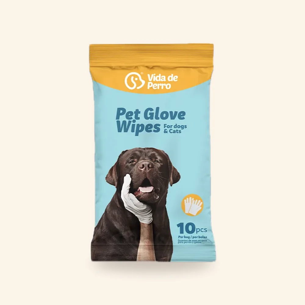 Toallitas tipo guante para perros y gatos, 10 unidades