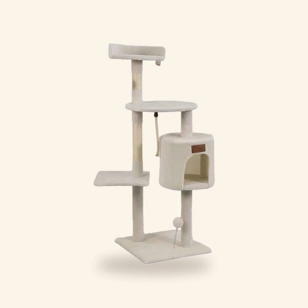 Árbol para gato beige compacto