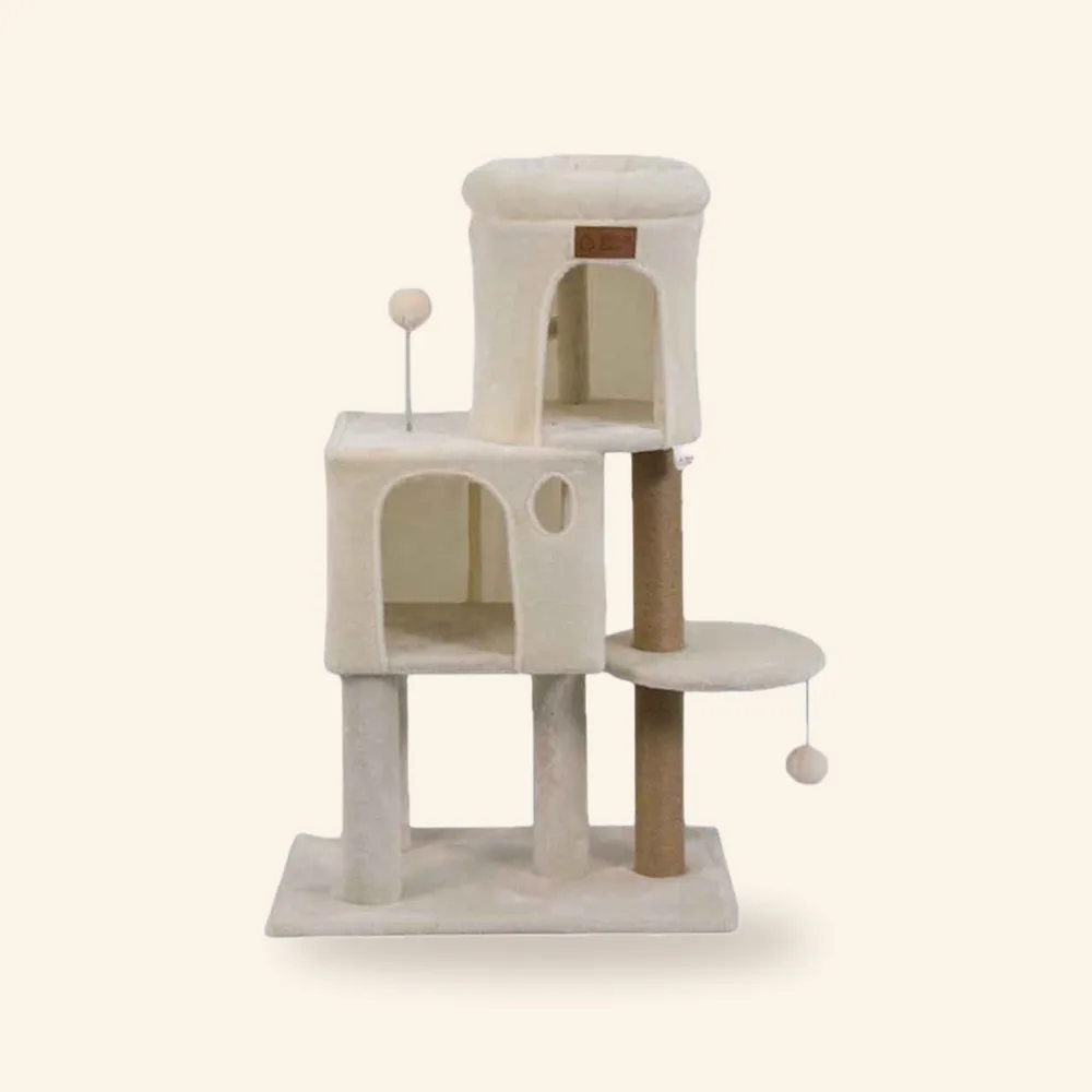 Árbol para gato beige con hamaca