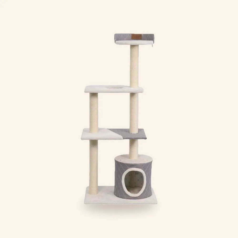 Árbol para gato beige y gris