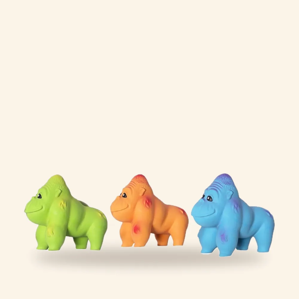 Juguete de látex para perro, gorila de colores