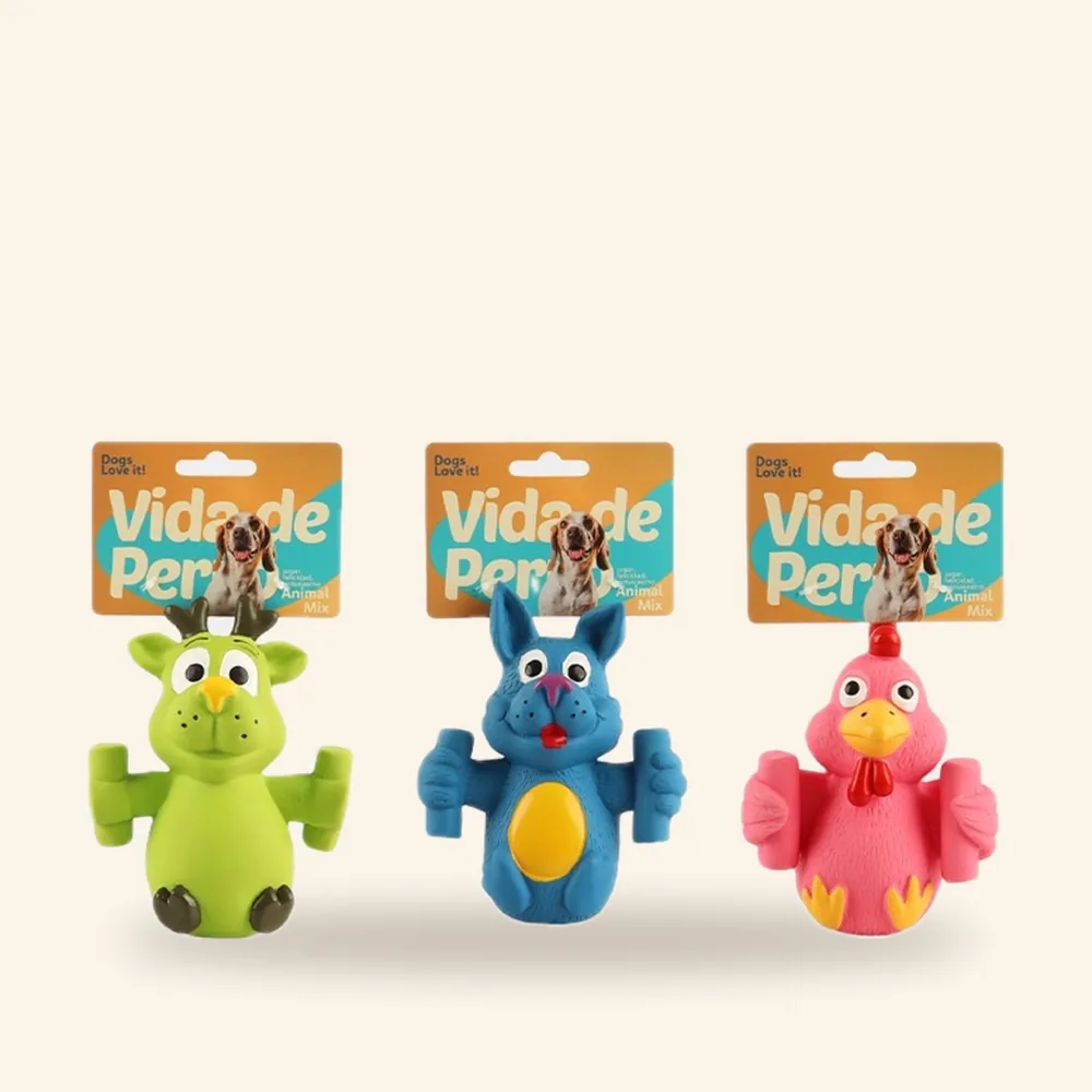 Juguete de látex con chirriador, animalitos (2 modelos)