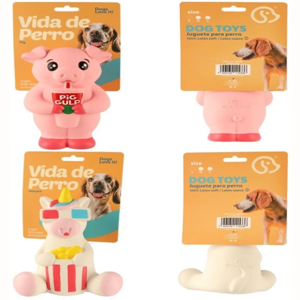 Juguetes de látex: cerdito y unicornio