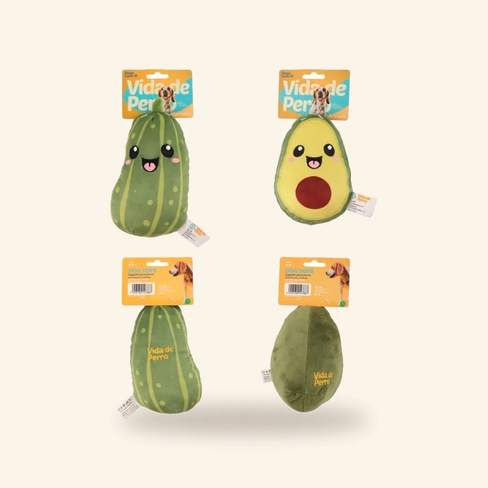 Peluche aguacate y pepino para perro