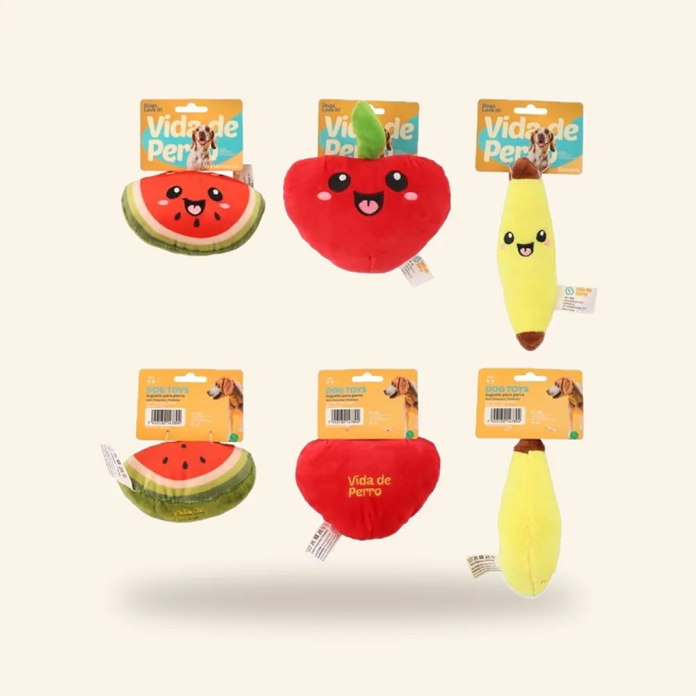 Peluche de frutas: banana, manzana y sandía