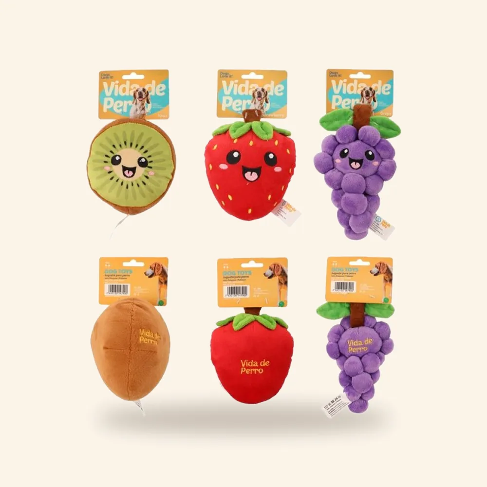 Peluche frutas para perro: fresa, kiwi y uvas