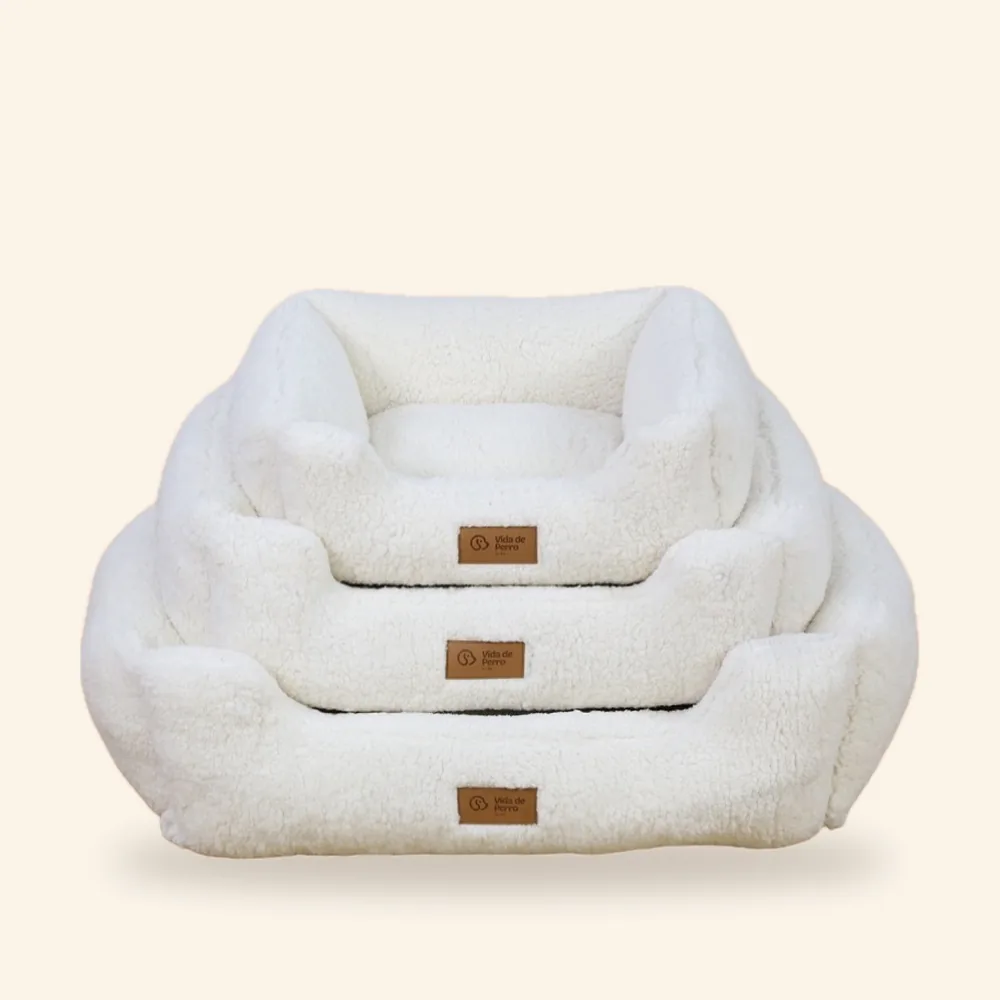 Cama blanca para perro, tallas S, M y L
