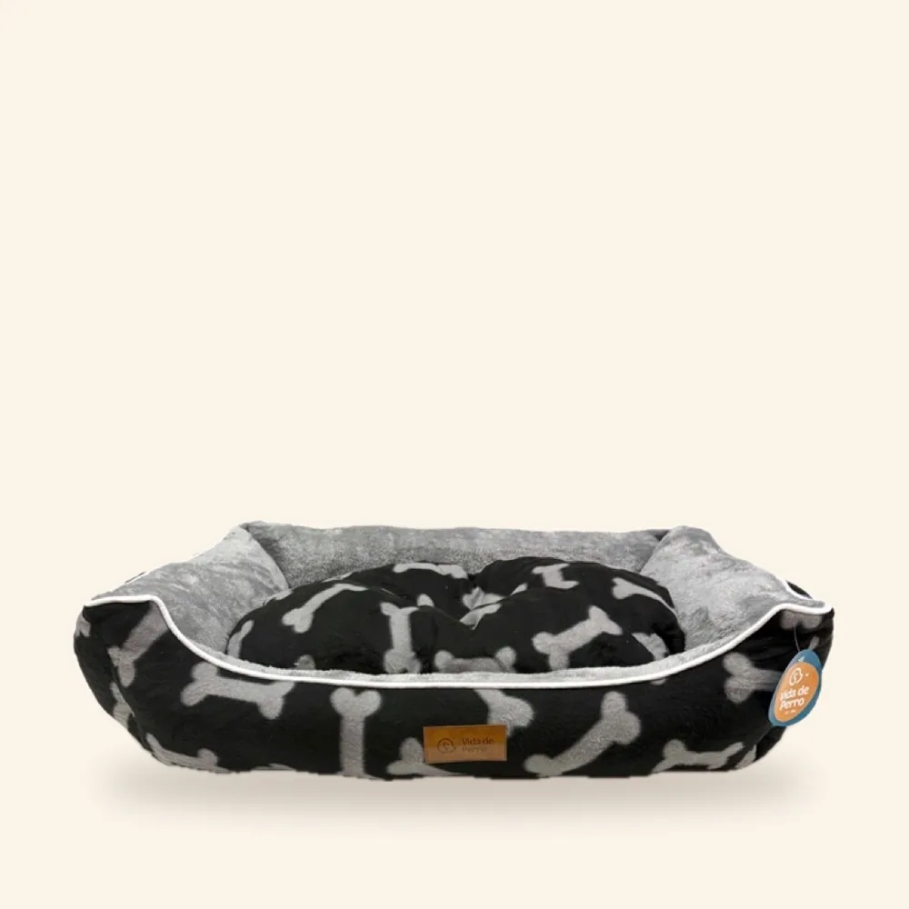Cama con bordes para perro, negro o marrón