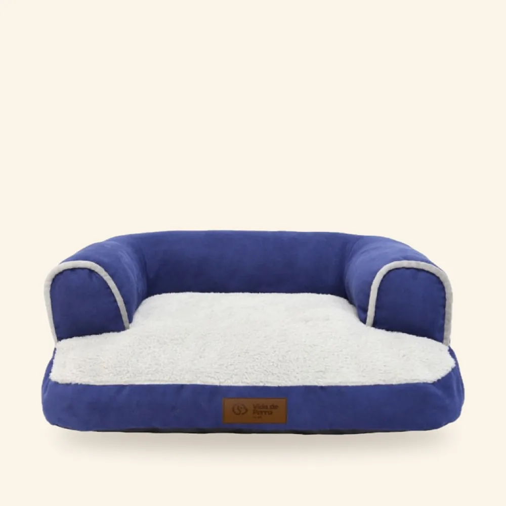 Cama con bordes en azul, marrón o beige oscuro