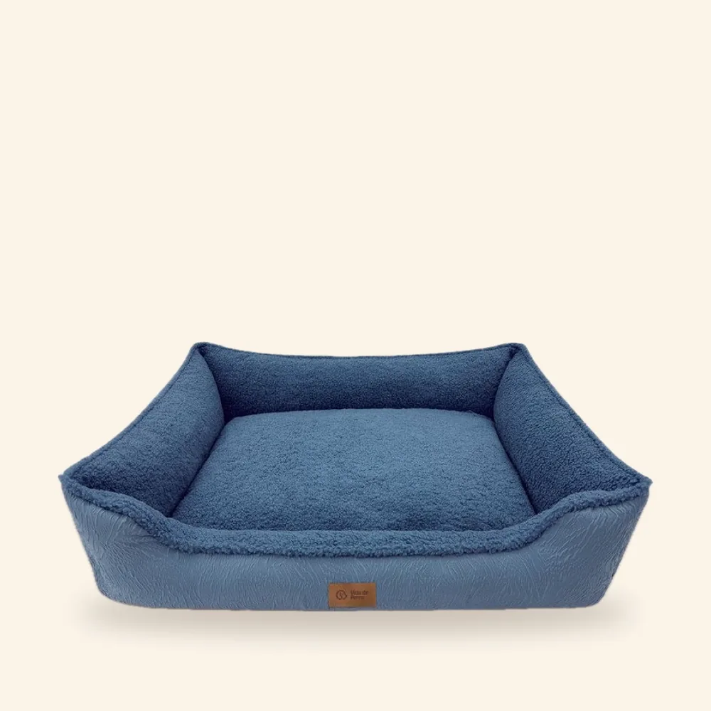 Cama rectangular con bordes para perro