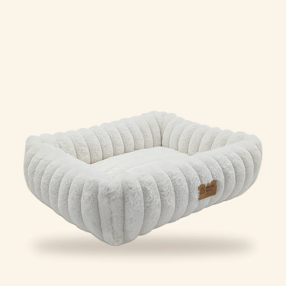 Cama rectangular con bordes en gris, gris topo o blanco