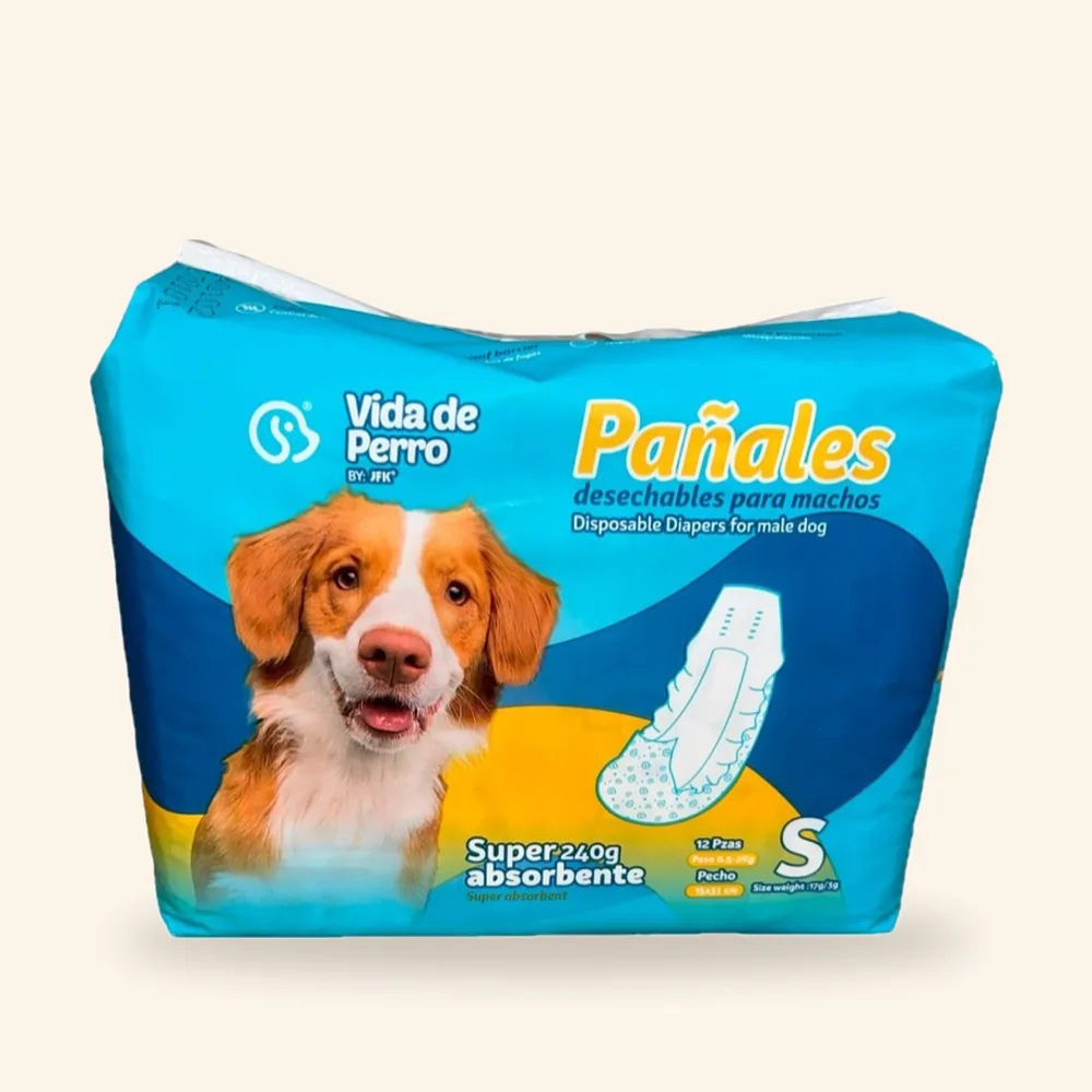 Pañales desechables para perro macho, 12 unidades